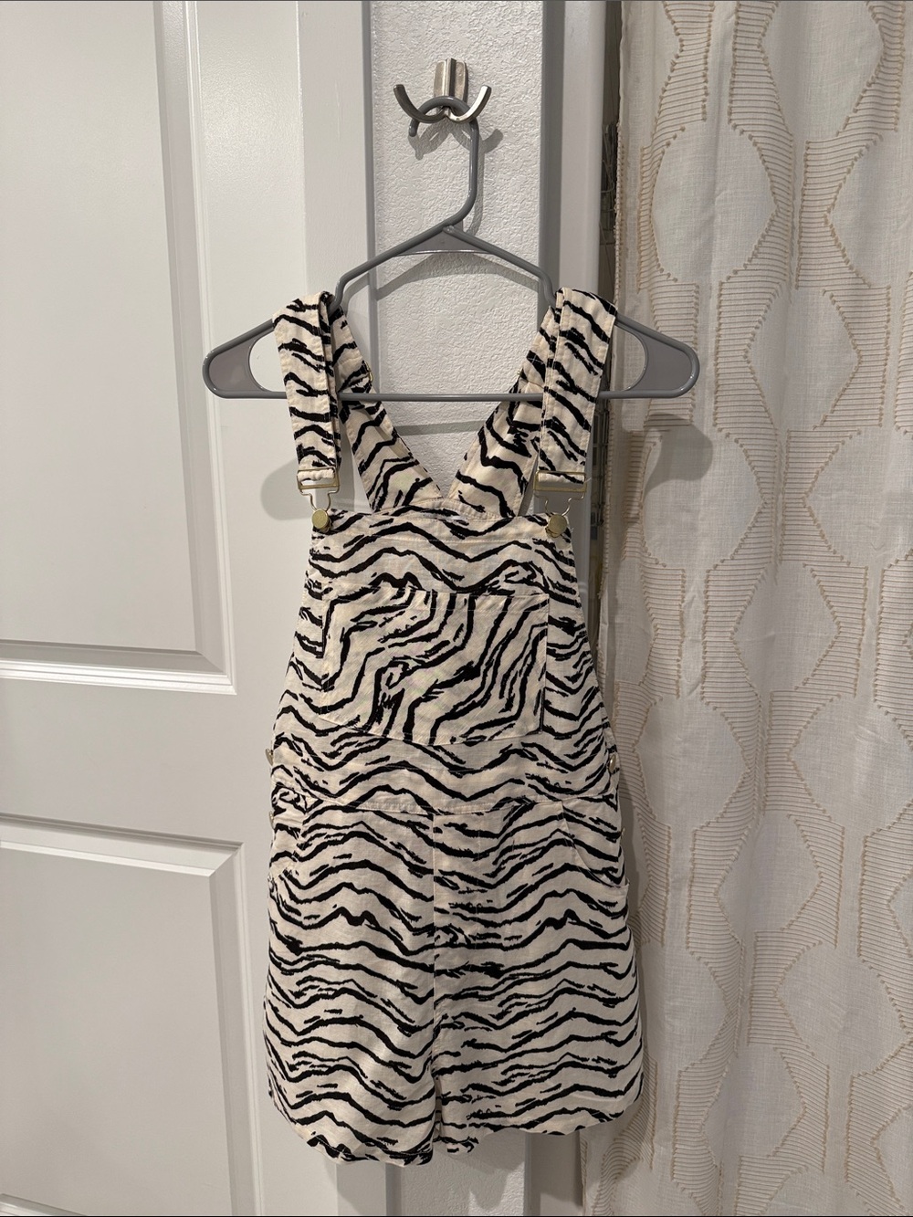 Tiger Print Cream and Black Overalls
